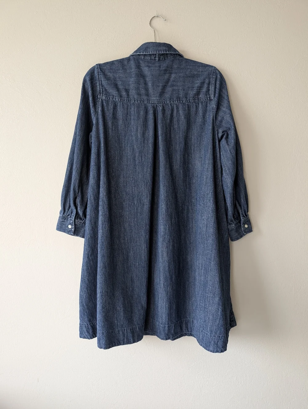 Free Assembly Blue Denim Button-Front Shirt Dress A-Line Size M Collared Cotton - Picture 6 of 16